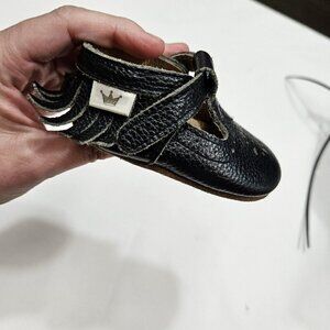 liv and leo baby girl shoes Black hook loop Closure‎ Fri strap Fringe Month 0-6